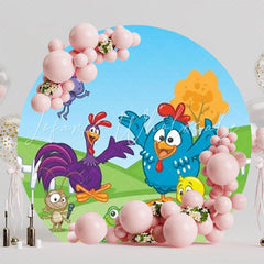 Playful Lottie Dottie Chicken Round Backdrop For Kids Party Fun