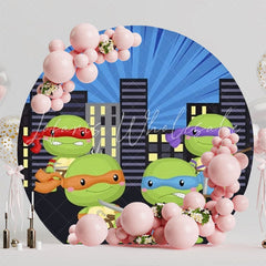 Playful Turtles Round Backdrop For Cute Ocean-Themed Kids Party