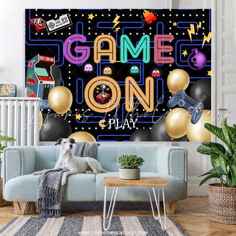 Lofaris Plenty Games Balloons Happy Birthday Backdrop
