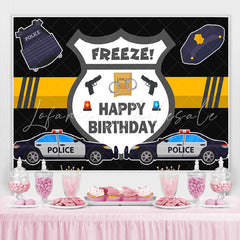 Lofaris Police Car And Pistol Happy Birthday Backdrop For Boy