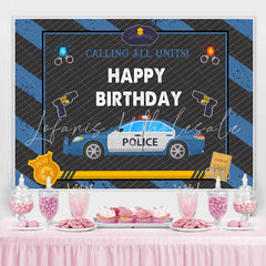 Lofaris Police Car With Blu And Black Happy Birthday Backdrop