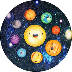 Lofaris Pop It Galaxy Themed Happy Birthday Round Backdrops