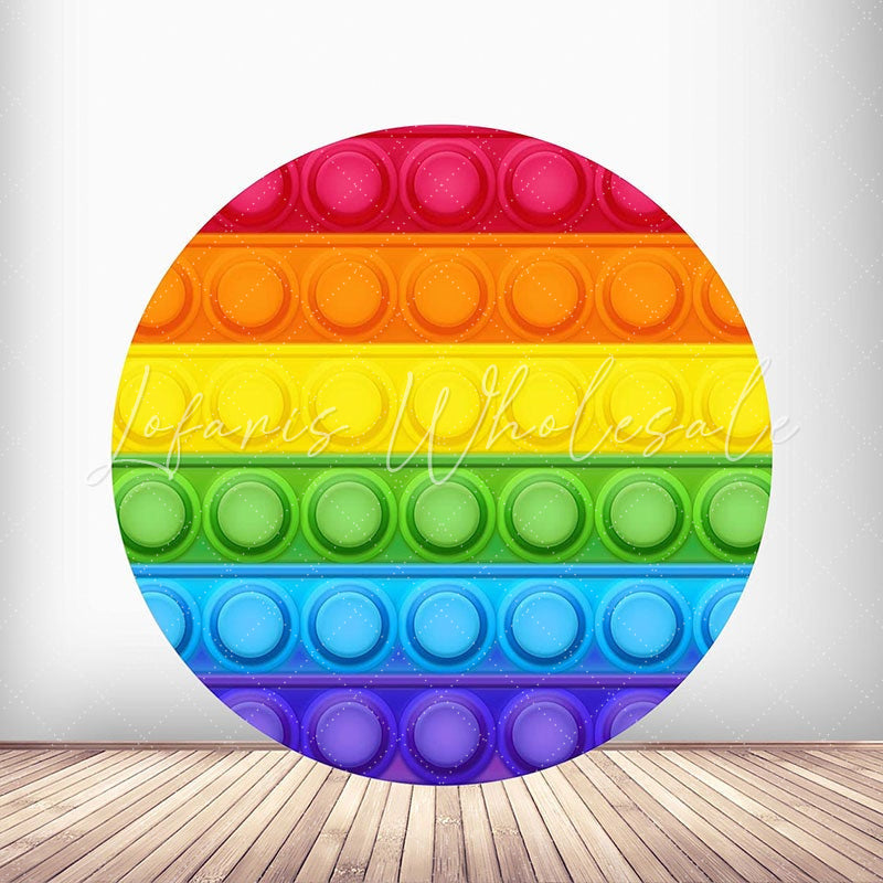 Lofaris Pop It Rainbow Colored Birthday Party Round Backdrops