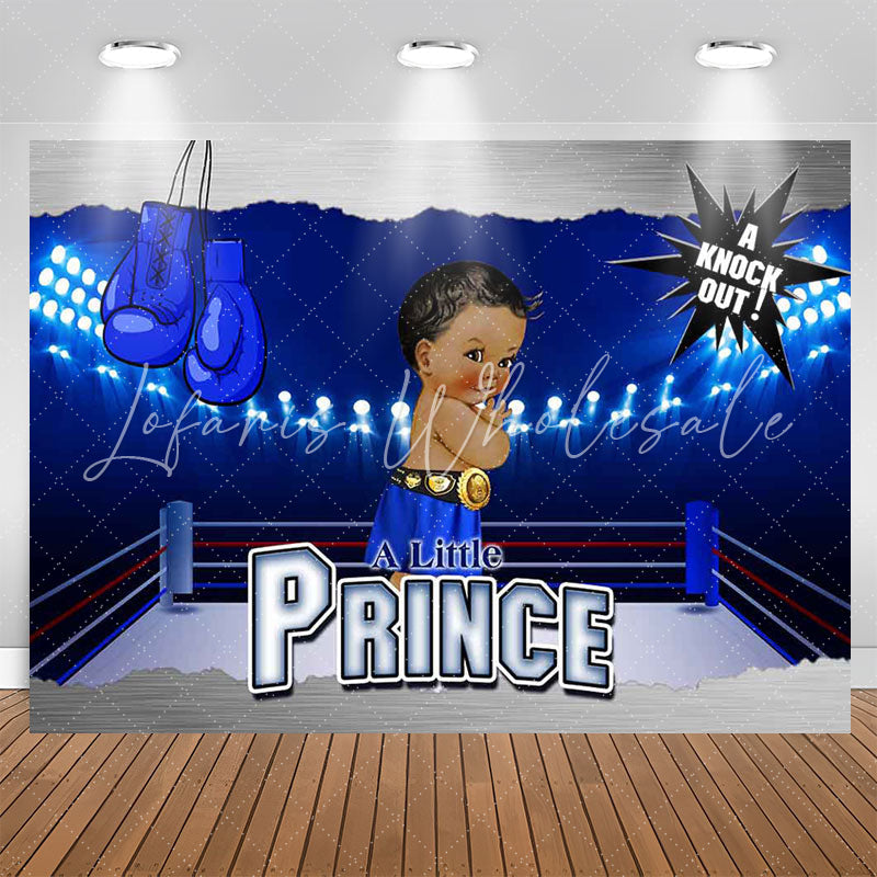 Lofaris Prince Knock Out Blue Prize Ring Baby Shower Backdrop