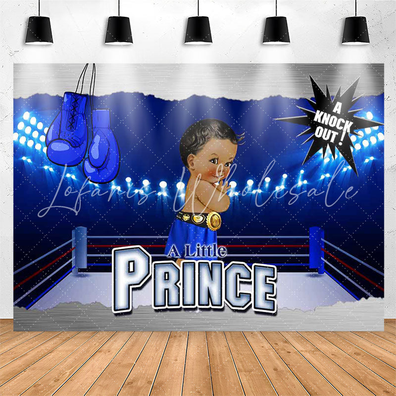 Lofaris Prince Knock Out Blue Prize Ring Baby Shower Backdrop