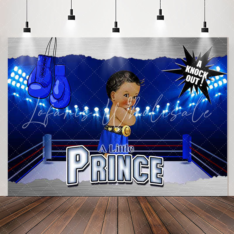 Lofaris Prince Knock Out Blue Prize Ring Baby Shower Backdrop