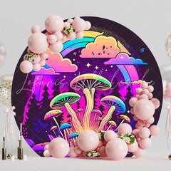 Psychedelic Mushrooms Round Backdrop for Funky Theme Event