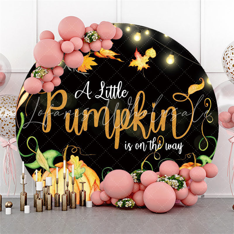 Lofaris Pumpkin Glitter Light Theme Baby Shower Round Backdrop