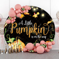 Lofaris Pumpkin Glitter Light Theme Baby Shower Round Backdrop
