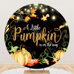 Lofaris Pumpkin Glitter Light Theme Baby Shower Round Backdrop