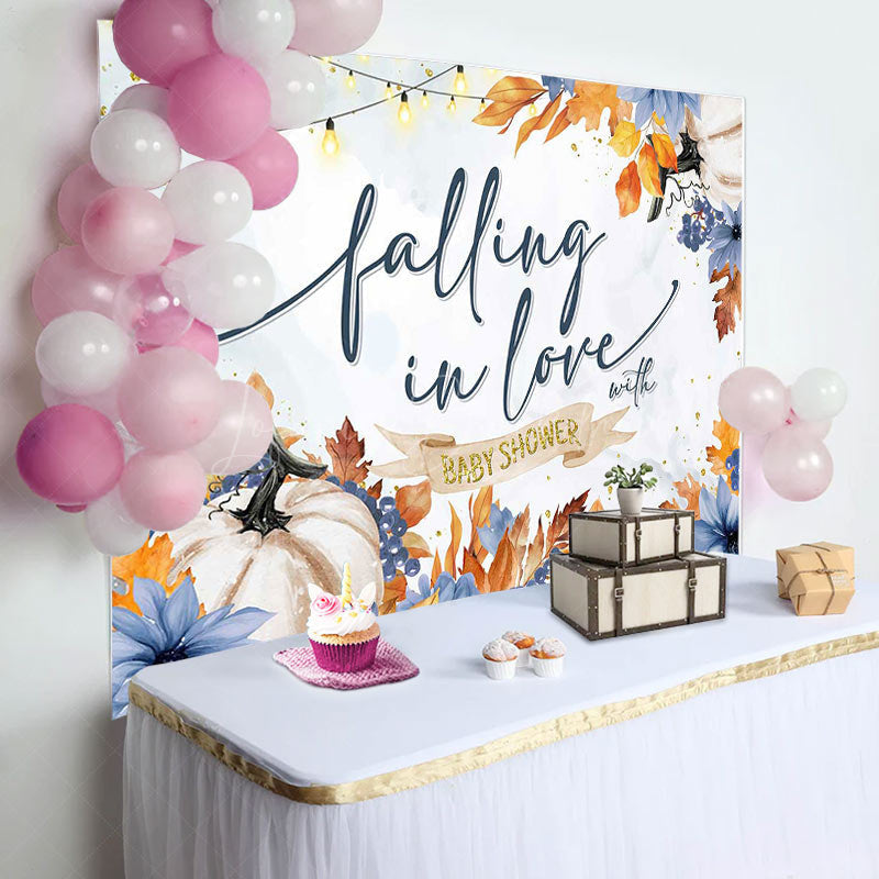 Lofaris Pumpkins Falling In Love With Baby Shower Backdrop