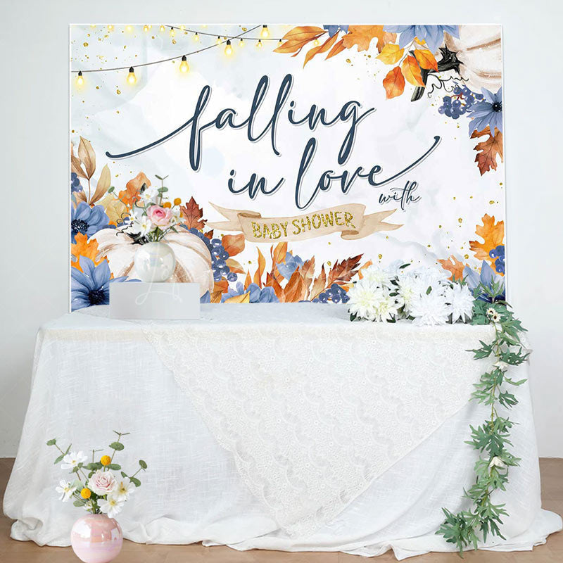 Lofaris Pumpkins Falling In Love With Baby Shower Backdrop