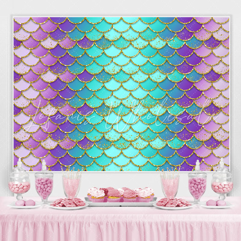 Lofaris Purple and Green Scales Little Mermaid Themed Backdrop