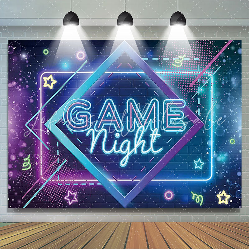 Lofaris Purple Blue Bokeh Game Night Happy Birthday Backdrop