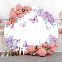 Lofaris Purple Butterflies Are Flying Birthday Circle Backdrop