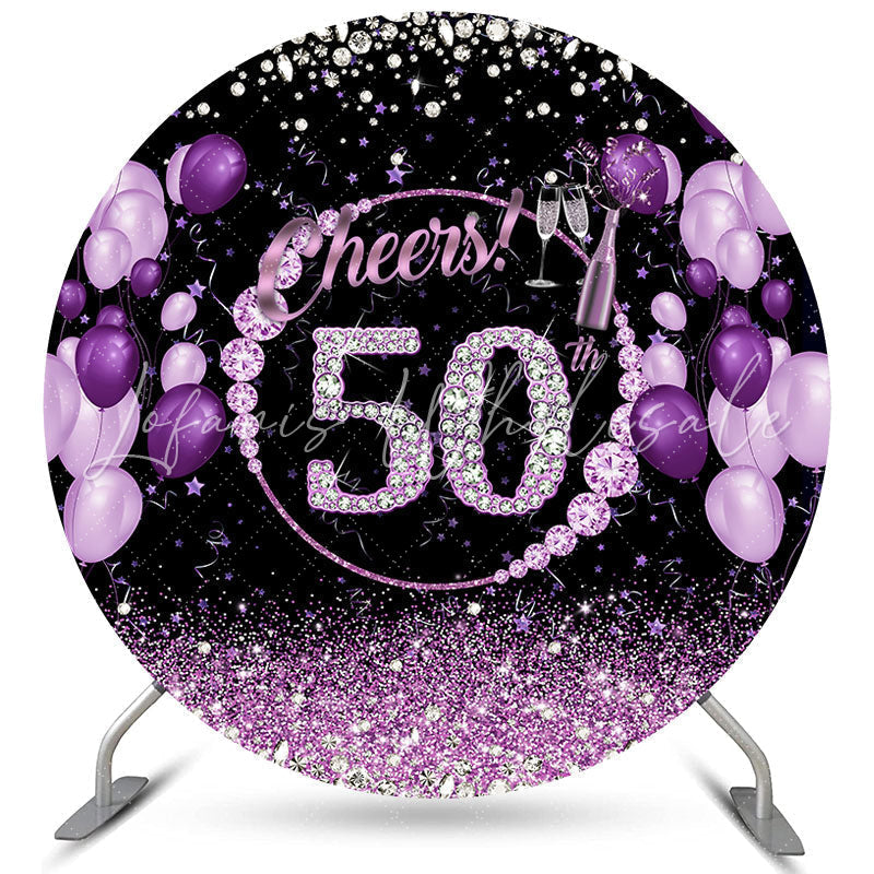 Lofaris Purple Diamond Cheers To 50Th Circle Birthday Backdrop
