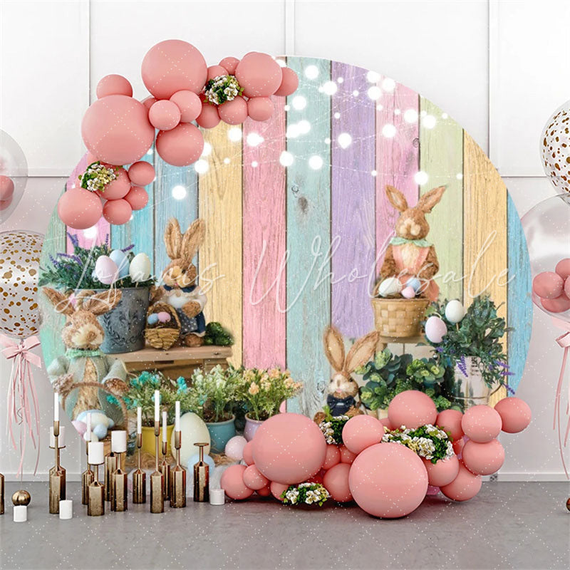 Lofaris Rabbit Colored Board Plant Round Birthday Backdrop