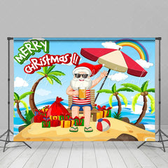 Lofaris Rainbow Beach Santa Merry Summer Christmas Backdrop