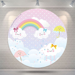 Lofaris Rainbow Cloud Umbrella Brithday Party Round Backdrop