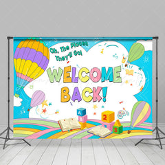 Lofaris Rainbow Fire Balloon Welcome Back To School Backdrop