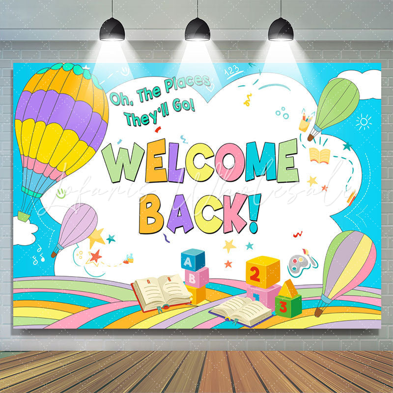 Lofaris Rainbow Fire Balloon Welcome Back To School Backdrop