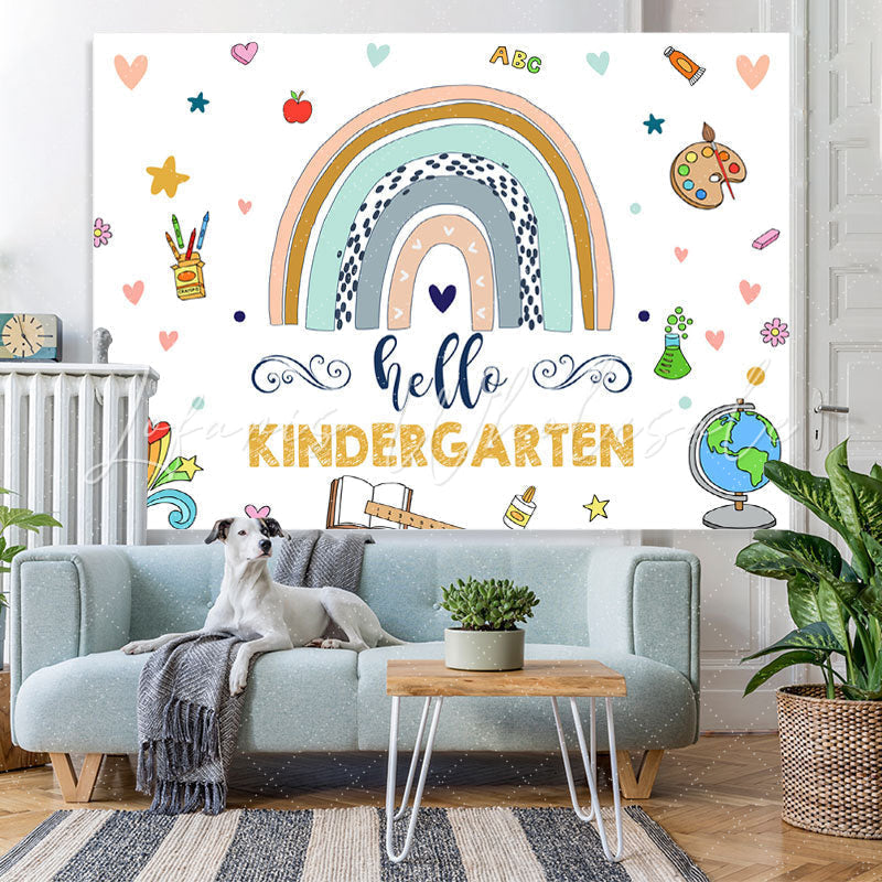 Lofaris Rainbow First Day of Kindergarten Photoshoot Backdrop