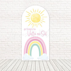 Rainbow First Trip Around the Sun Arch Backdrop for Cheerful Parties