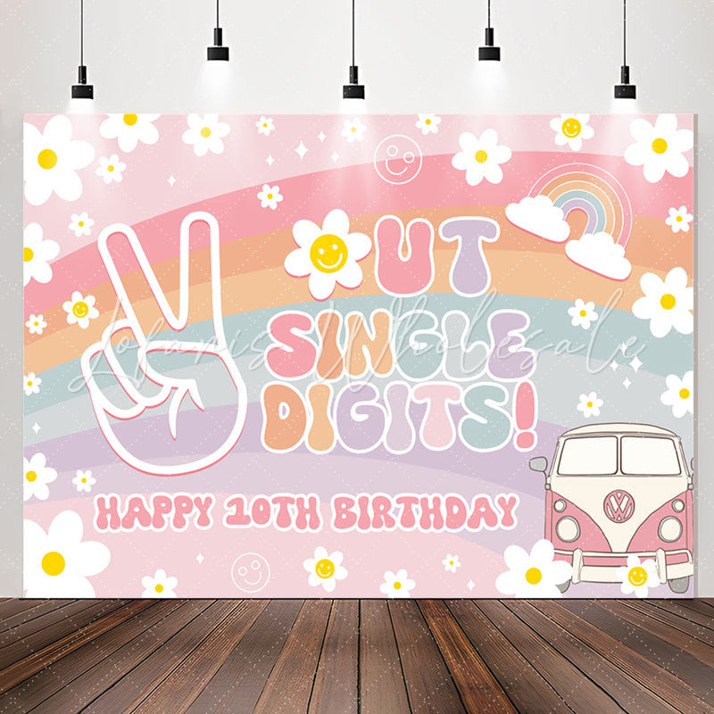 Lofaris Rainbow Out Single Digits Happy 10th Birthday Backdrop