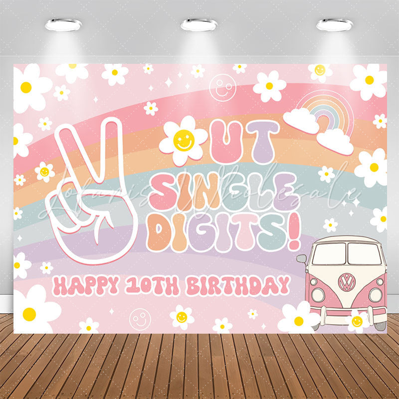 Lofaris Rainbow Out Single Digits Happy 10th Birthday Backdrop