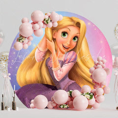 Rapunzel Princess Tower Round Backdrop For Fairytale Party Decor