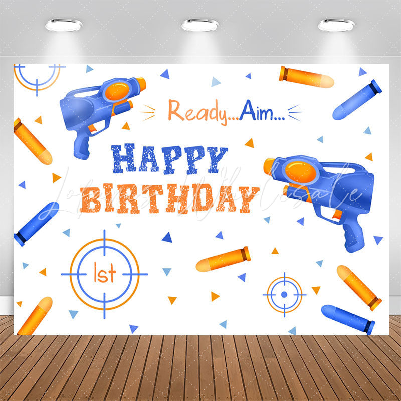 Lofaris Ready Aim Bottle Shot Boy Happy Birthday Backdrop