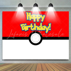Lofaris Red And White Ball Game Cartoon Happy Birthday Backdrop