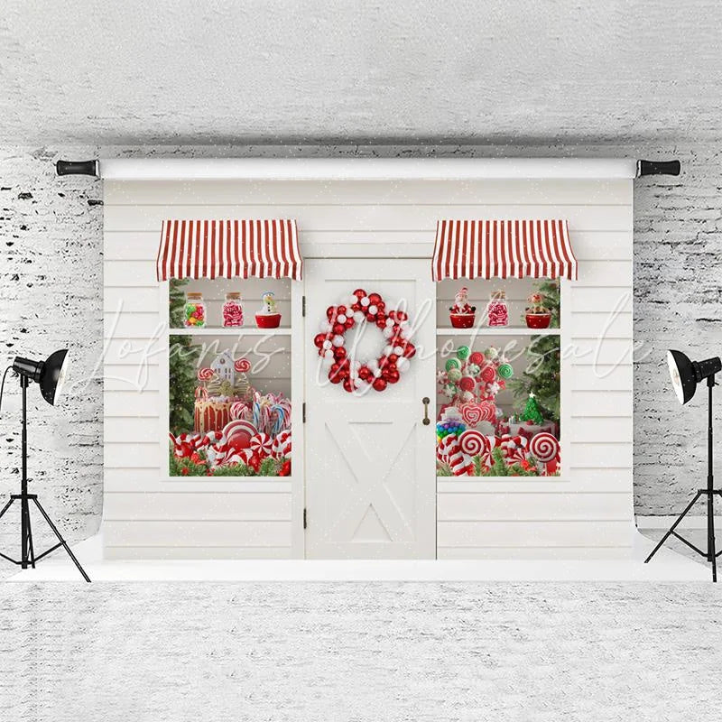 Lofaris Red And White Balloon Window Door Christmas Theme Backdrop