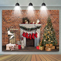 Lofaris Red Bricks And Christmas Stocks Hanging Out Backdrop