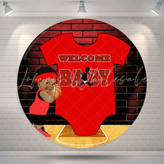 Lofaris Red Clothes Basketball Round Baby Shower Backdrop