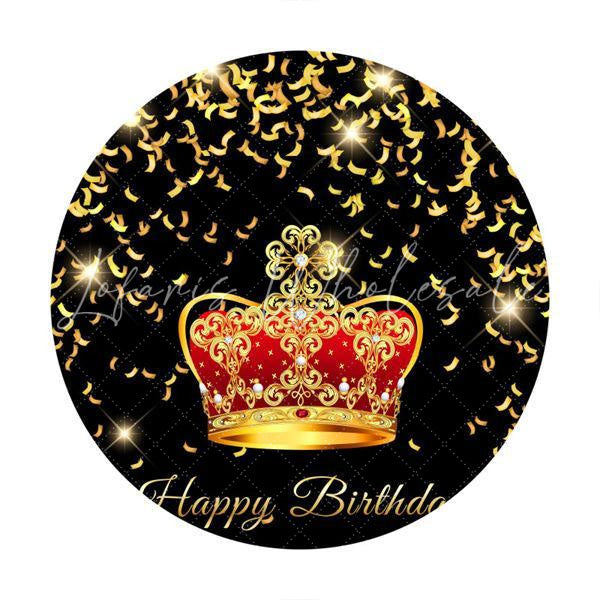 Lofaris Red Crown Circle Happy Birthday Backdrop For Women
