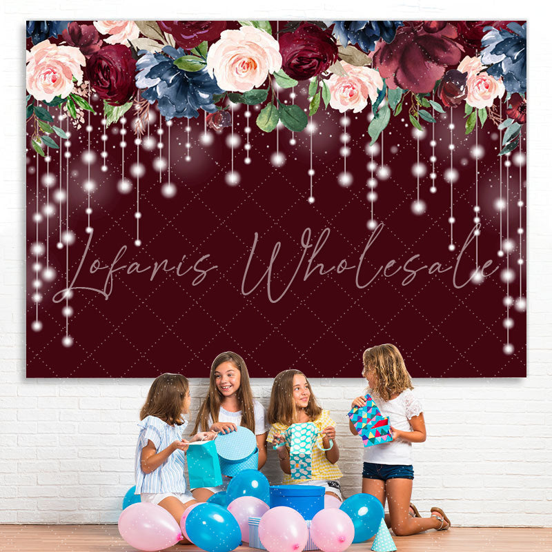 Lofaris Red Floral And Light Birthday Backdrop For Decoration