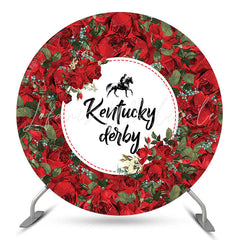 Lofaris Red Flowers Kentucky Derby Party Circle Backdrop