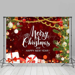 Lofaris Red Green Merry Christmas Happy New Year Backdrop