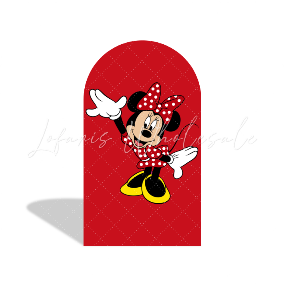 Red Minnie Baby Shower Birthday Party Arch Backdrop Wall Cloth Cover