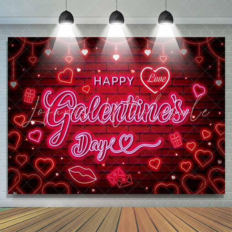 Red Pink Neon Happy Galentiness Day Banner Backdrop