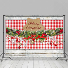 Lofaris Red Plaid Jingle Bells Merry Christmas Backdrop