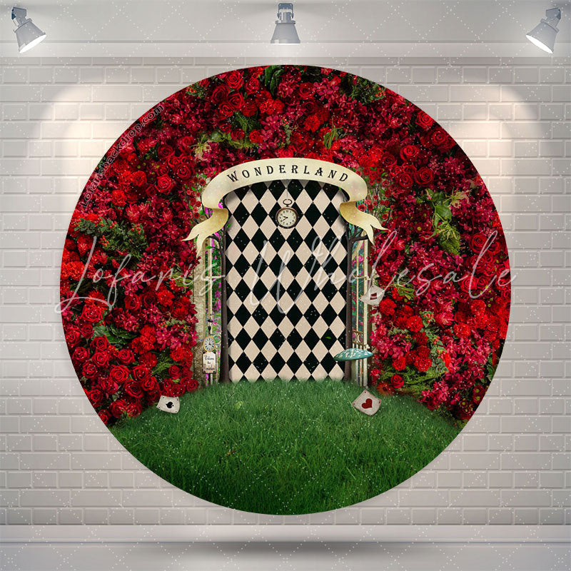 Lofaris Red Rose Grass Wonderland Round Backdrop For Easter