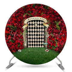 Lofaris Red Rose Grass Wonderland Round Backdrop For Easter