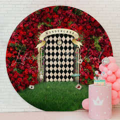 Lofaris Red Rose Grass Wonderland Round Backdrop For Easter