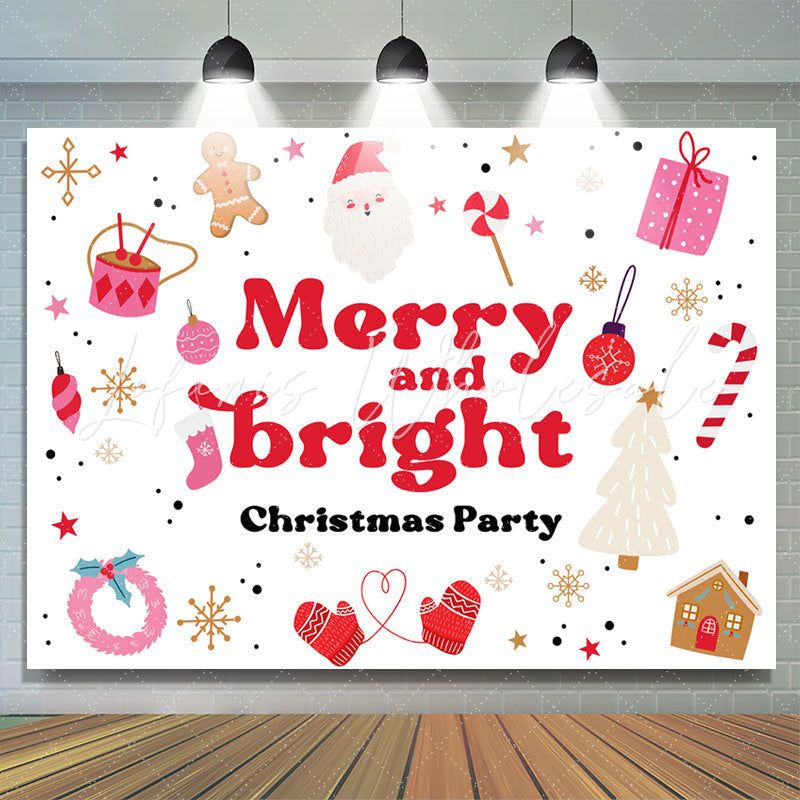 Lofaris Red White Merry And Bright Christmas Party Backdrop