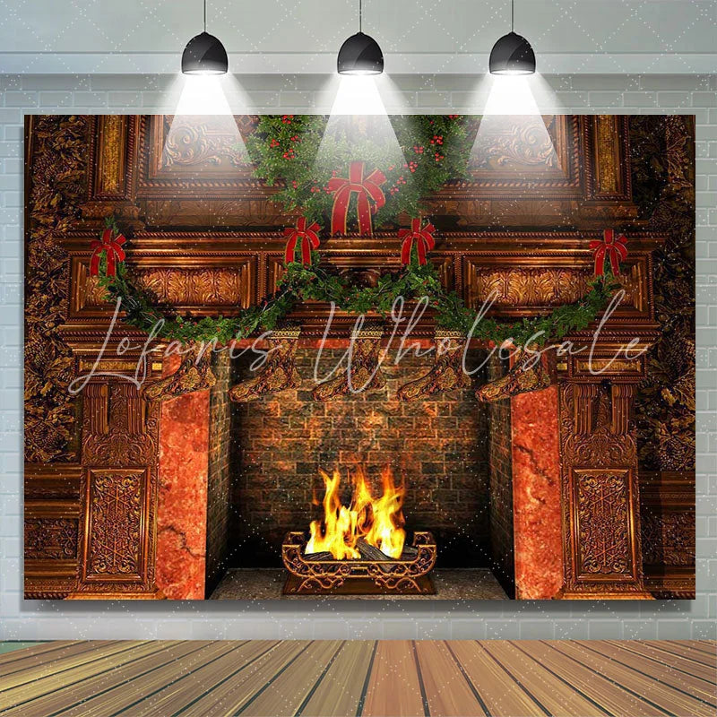 Lofaris Retro socks fireplace gorgeous Christmas photo backdrop