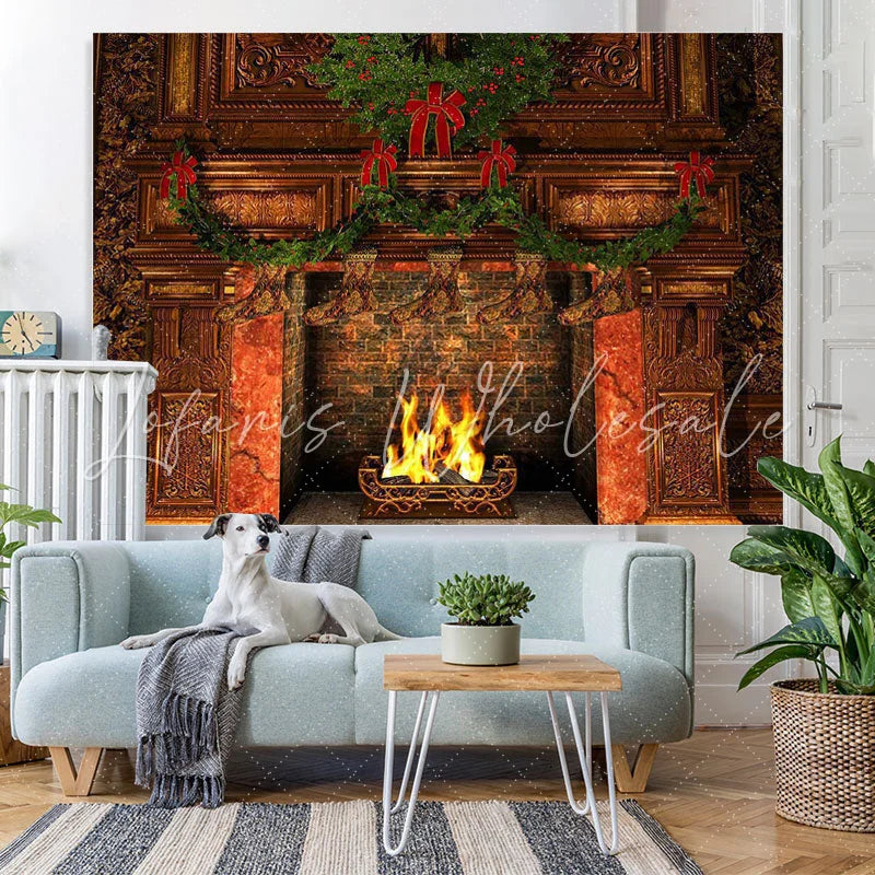 Lofaris Retro socks fireplace gorgeous Christmas photo backdrop