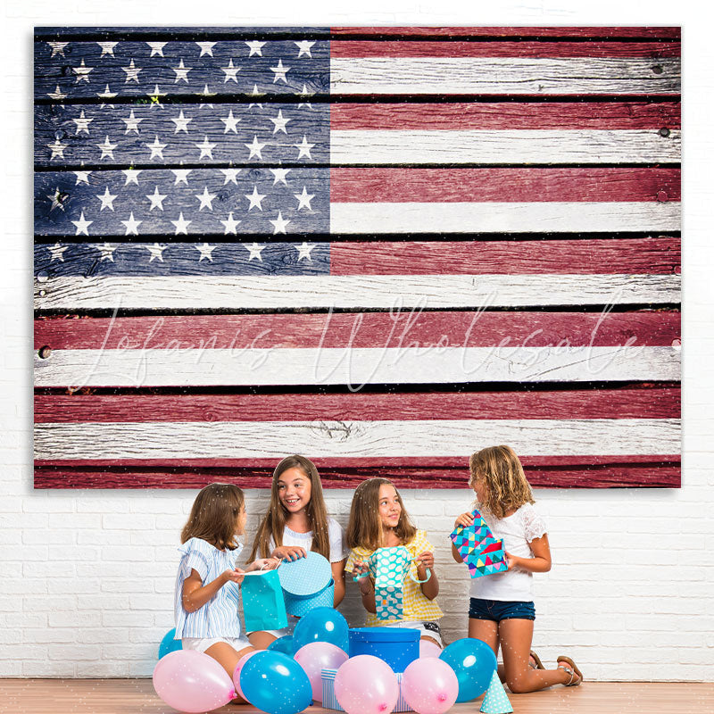 Lofaris Retro The US Flag Simple Wood Backdrop For Decoration