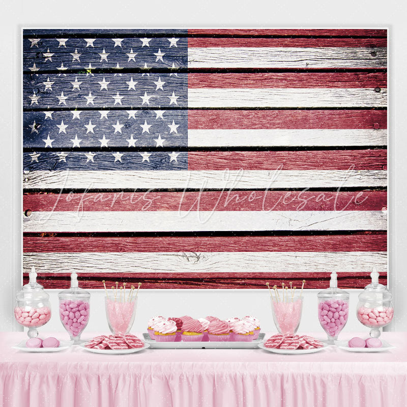 Lofaris Retro The US Flag Simple Wood Backdrop For Decoration